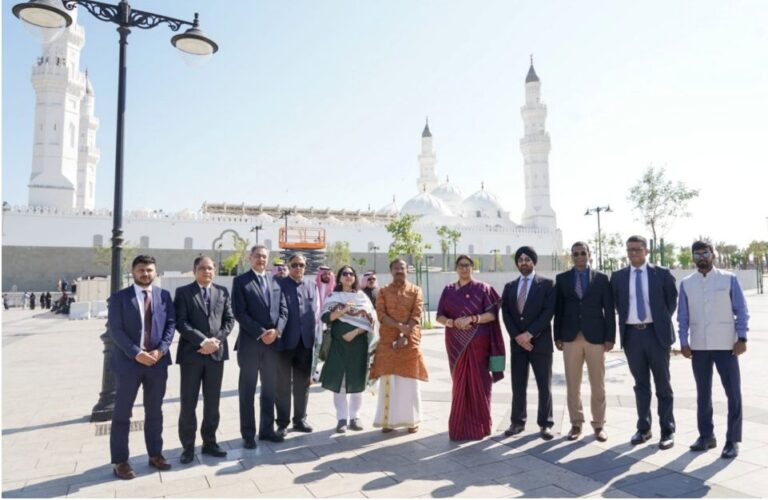 BJP’s Smriti Irani leads delegation to periphery of sacred locations in Madina, calls it “historic journey”